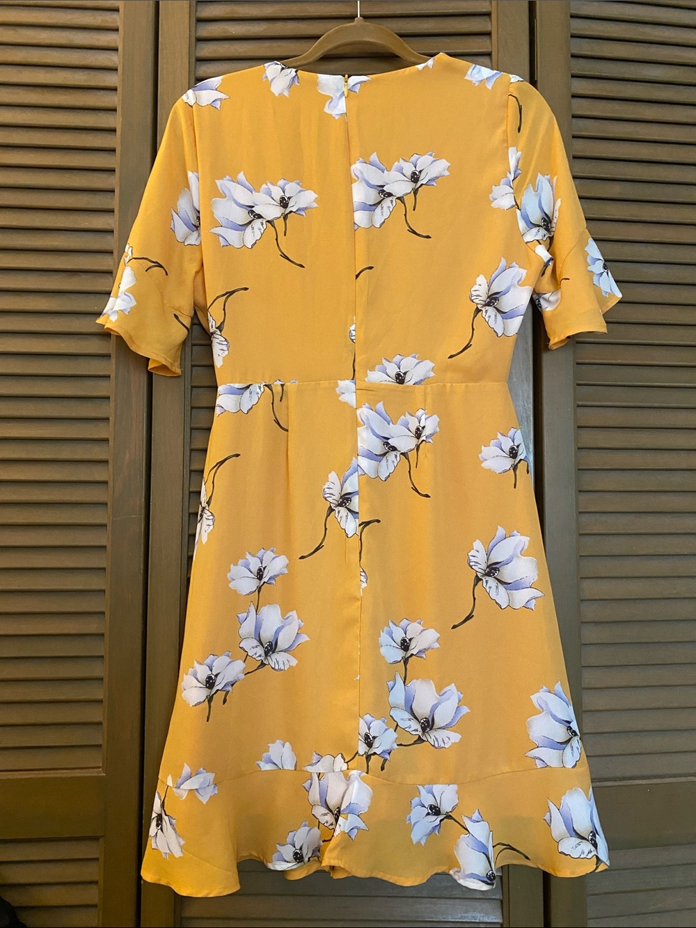 miami Mustard Yellow Floral Twist-Front Midi Dress - Picture 3 of 4